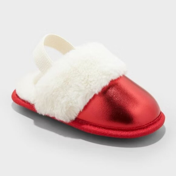 NEW Cat & Jack™ Red Toddler Lila Metallic Scuff Slippers - Picture 1 of 10